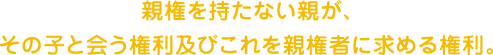 親権を持たない親が、その子と会う権利及びこれを親権者に求める権利。